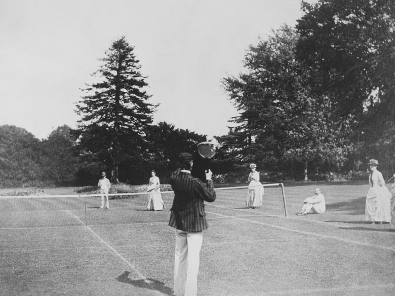 A tennis match in the grounds of Neswick Hall in 1880.
