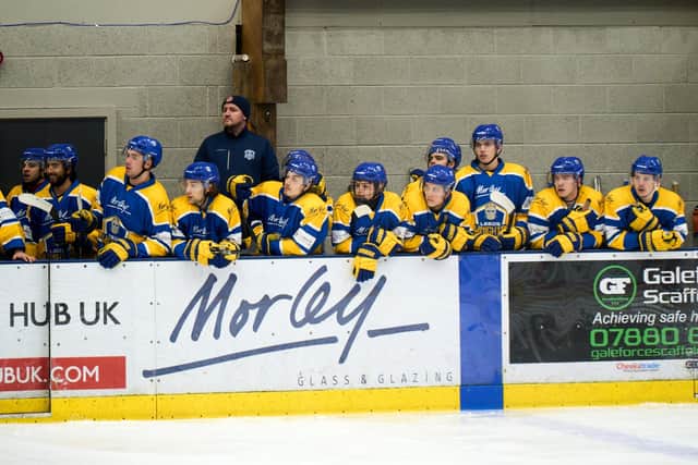 TEAM TOUGH: Leeds Knights and coach Ryan Aldridge on the home bench at Elland Road earlier this season. Picture courtesy of Oliver Portamento.