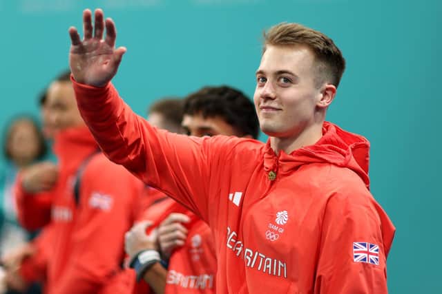 Luke Whitehouse of Team Great Britain arrives for the Artistic Gymnastics Men's Team Final on day three of the Olympic Games Paris 2024 at Bercy Arena (Picture: Naomi Baker/Getty Images)