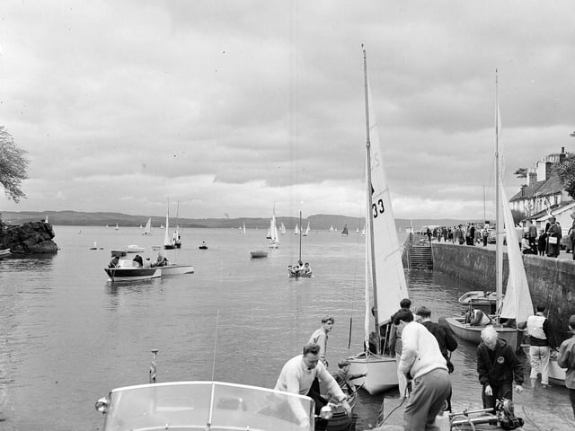 Members of Cramond Boat Club get ready to sail in May 1963.