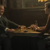 Russell Crowe as Henry Murray and Jacob Tremblay as Ted Kaczynski in Unabomber. Picture: Netflix Inc./Philippe Bossé.
