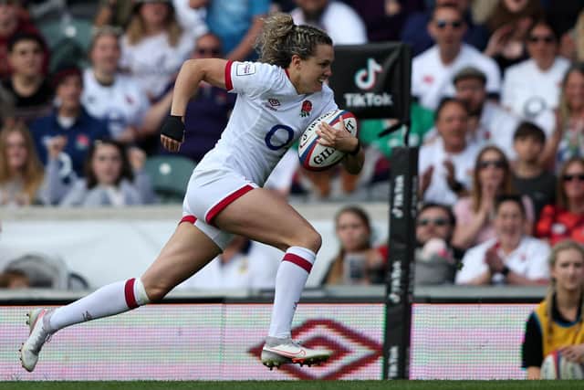 Keighley's Ellie Kildunne has 25 caps to her name for England.(Photo by ADRIAN DENNIS/AFP via Getty Images)