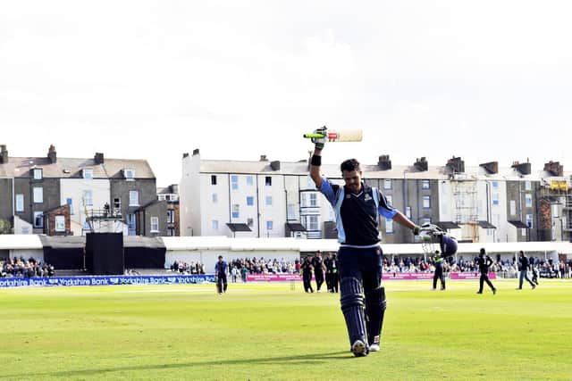 Jacques Rudolph takes the applause after his century for Yorkshire in the CB40 semi-final against Warwickshire at Scarborough 15 years ago. Picture: Simon Wilkinson/SWPIX.com