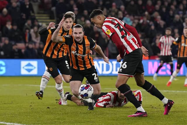 Daniel Jebbison scores for Sheffield United as they beat Hull City on Friday night (Picture: Andrew Yates / Sportimage)