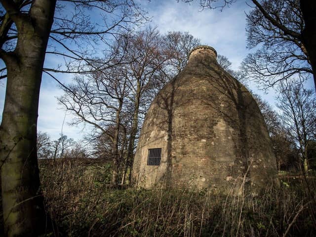 The distinctive Waterloo Kiln was once part of the Rockingham Pottery works near Rotherham but is now decaying