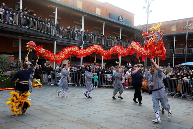 Dragon Dance for Chinese New Year pictured taking place at Gunwharf Quays in Portsmouth. Picture: Sam Stephenson.