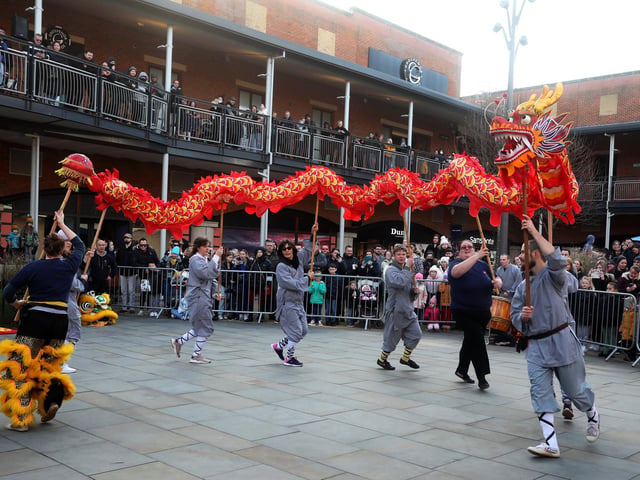 Dragon Dance for Chinese New Year pictured taking place at Gunwharf Quays in Portsmouth. Picture: Sam Stephenson.