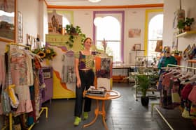 TOM-O founder Sarah Thompson in her shop at the Corn Exchange in Leeds. Picture by Gregor Hannah