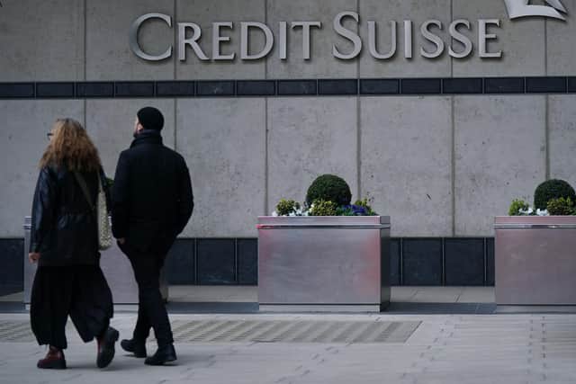 A view of the Credit Suisse UK offices in Canary Wharf, London.  Picture: PA