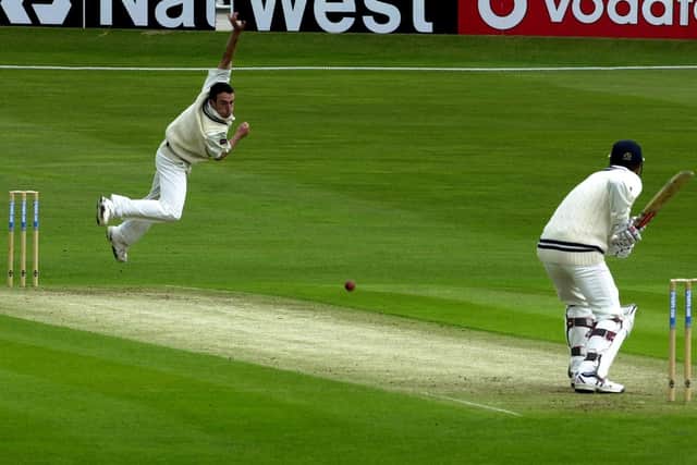 Hamilton pictured bowling during Yorkshire's County Championship-winning campaign in 2001. Picture: Matthew Lewis/SWpix.com