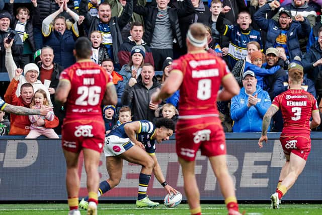 Leeds beat Catalans in a thriller in March. (Photo: Alex Whitehead/SWpix.com)