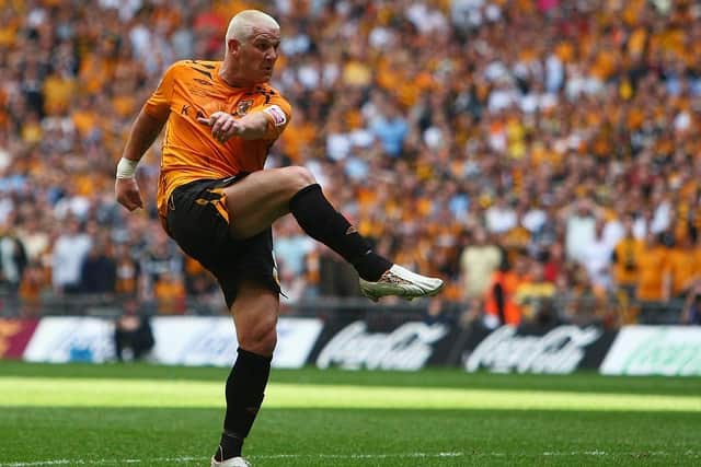 FAMOUS GOAL:  Dean Windass scores Hull City's only goal in the 2008 Championship play-off final against Bristol City