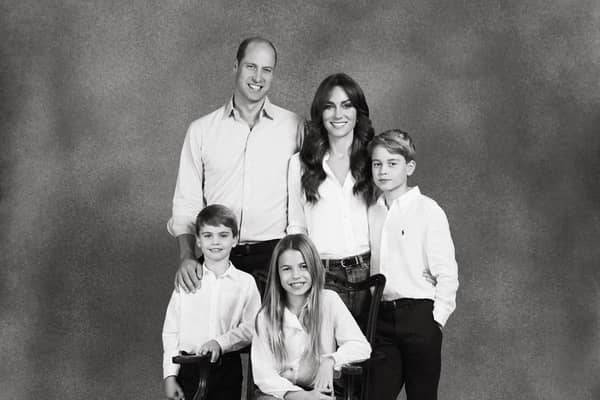 Prince William, Prince of Wales and Catherine, Princess of Wales pose with their three children Prince George, Princess Charlotte and Prince Louis. (Photo by Josh Shinner/Kensington Palace via Getty Images)