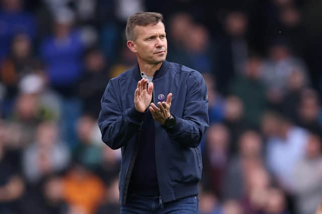 LEEDS, ENGLAND - OCTOBER 23: Jesse Marsch, Manager of Leeds United, applauds the fans following the Premier League match between Leeds United and Fulham FC at Elland Road on October 23, 2022 in Leeds, England. (Photo by George Wood/Getty Images)