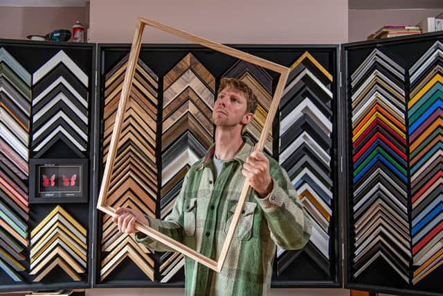 Joe Doldon,  Sheffield's only certified fine art picture framer photographed for The Yorkshire Post Magazine by Tony Johnson. His workshop is in his home, a terraced house in the city.