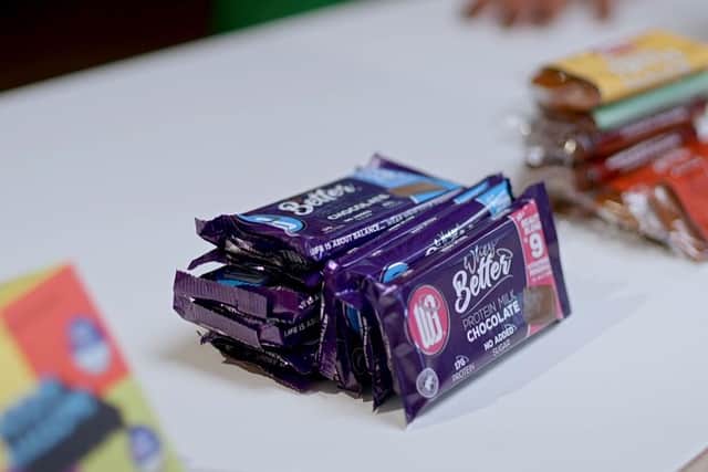 WheyBetter chocolat bars. (Pic credit: Channel 4)