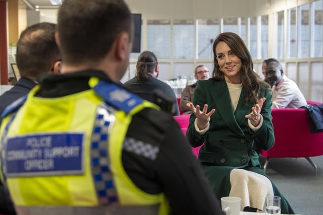 The Princess of Wales visits the iconic Leeds Kirkgate Market and speaks to local workers about their experiences of working in the community,  photographed for The Yorkshire Post by Tony Johnson. 31 January 2023.