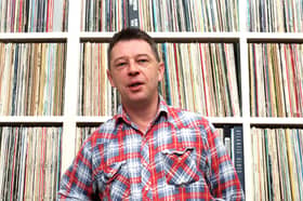 Portrait of music broadcaster Andy Kershaw photographed at home in London in January 2005. (Photo by Edd Westmacott/Avalon/Getty Images)