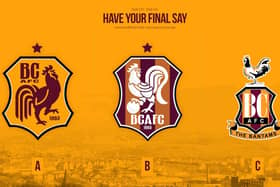 CHOICES: The three options Bradford City fans are being asked to choose from for next season's badge