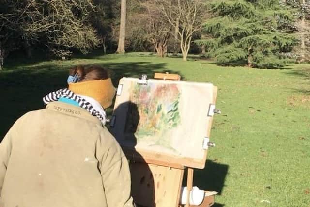 Rebecca painting at Thorp Perrow Arboretum