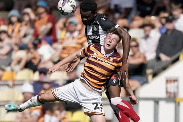 Bobby Pointon opened his senior account for Bradford City. Image: Robbie Stephenson/PA Wire.