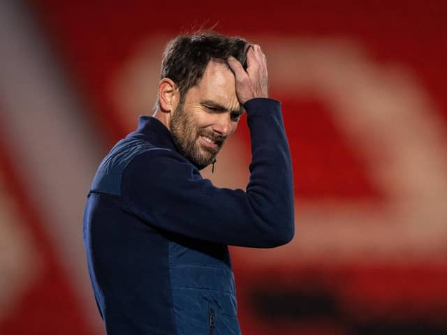 DISAPPOINTMENT: Doncaster Rovers' head coach, Danny Schofield. Picture: Bruce Rollinson