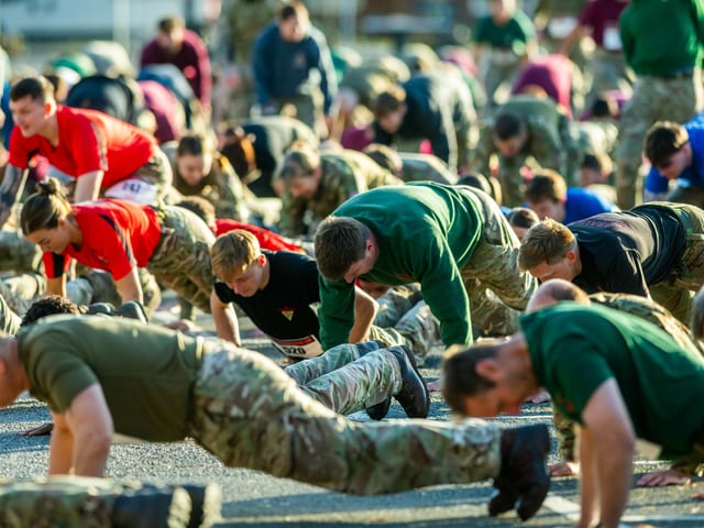Soldiers during one of their challenges.