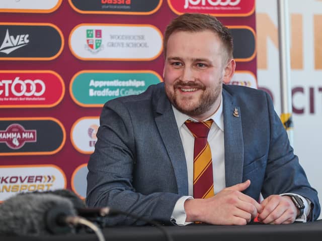 On a mission: Bradford City's promotion bid may have come up short this season, but chief executive Ryan Sparks believes this is just the start of the journey with manager Mark Hughes at the helm. (Picture: Thomas Gadd)