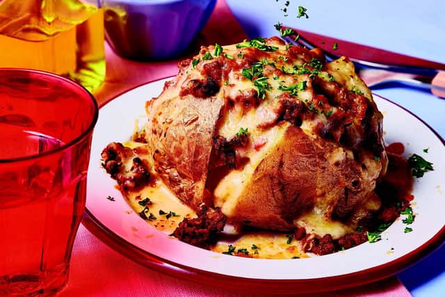 Anthea Malialis's Lasagne-style jacket potato. Picture credit: Hannah Hughes/PA