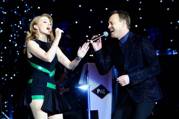 Jason Donovan and Kylie Minogue perform during the Hit Factory Live Christmas Cracker concert. Donovan hasn't ruled out collaborating with Minogue again.