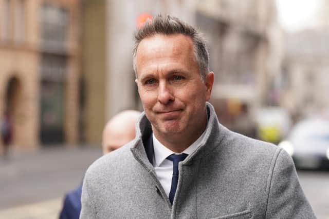 Former England captain Michael Vaughan pictured arriving for the CDC hearings in London. Picture by James Manning. PA Wire/PA Images.