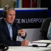 Labour leader Sir Keir Starmer being interviewed for Times Radio during the Labour Party Conference in Liverpool. PIC: Peter Byrne/PA Wire