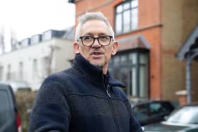 Match Of The Day host Gary Lineker outside his home in London. PIC: Lucy North/PA Wire