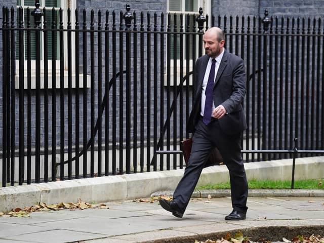 Richard Holden, chairman of the Conservative Party, arrives in Downing Street, London, for the first meeting of the new-look Cabinet following a reshuffle on Monday. PIC: James Manning/PA Wire