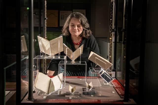 Sarah Prescott,  literary archivist in Special Collections at the University of Leeds, seen at a previous exhibition on the Bronte family last year. Picture: Tony Johnson.