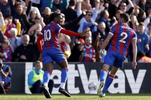 WINNER: Crystal Palace's Eberechi Eze celebrates scoring with Joel Ward
