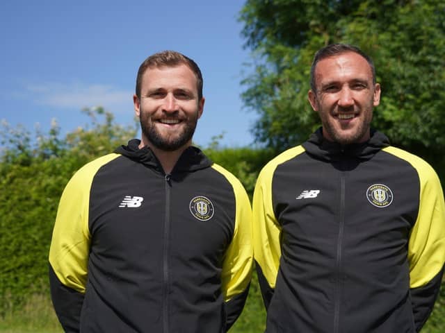 New professional development phase coach Rory McArdle (right), pictured with new academy manager Josh Law. Picture courtesy of Harrogate Town AFC.