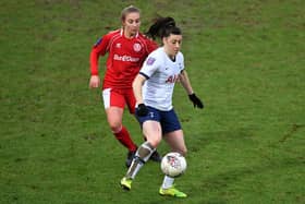 Heading to the big time: Darcie Greene of Barnsley playing against Tottenham in the FA Cup fourth round two years ago. This weekend they play St James' Park. (Picture: Justin Setterfield/Getty Images)