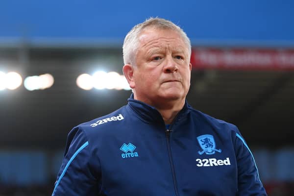 STOKE ON TRENT, ENGLAND - AUGUST 17: Middlesborough manager Chris Wilder looks on during the Sky Bet Championship between Stoke City and Middlesbrough at Bet365 Stadium on August 17, 2022 in Stoke on Trent, England. (Photo by Michael Regan/Getty Images)