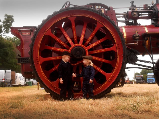 Henry Saunders aged 4 with his sister Ada aged 2 from Barnsley pictured at the Steam Fair