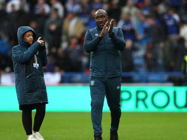 Huddersfield Town manager Darren Moore applauds the fans following the Sky Bet Championship match with Ipswich Town at the John Smith's Stadium. Photo: Tim Markland/PA Wire