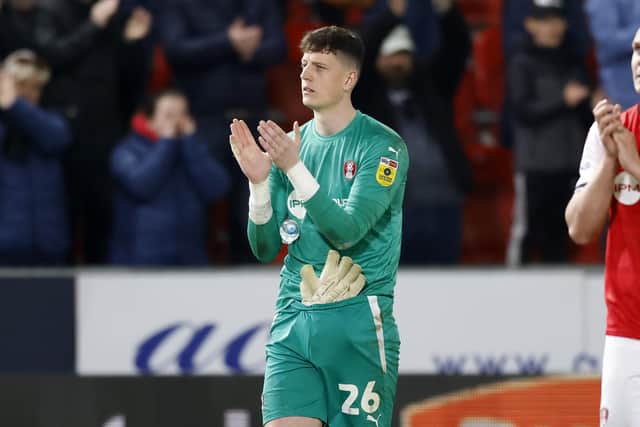 Robbie Hemfrey thanks the Rotherham fans after his 45-minute debut against champions-elect Burnley (Picture: James Brailsford)