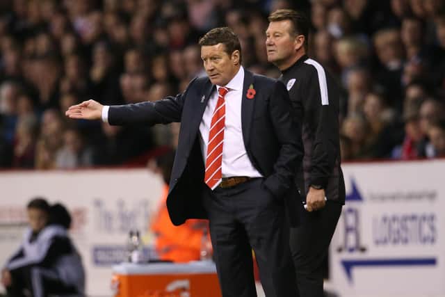 Danny Wilson managing Barnsley at Sheffield United (Picture: Martyn Harrison)