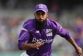 On the charge: Adil Rashid in action for the Northern Superchargers in last year's The Hundred competition (Picture: Ashley Allen/Getty Images)