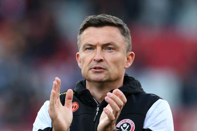 Sheffield United manager Paul Heckingbottom applauds the fans after the Sky Bet Championship match at bet365 Stadium, Stoke-on-Trent. Picture: Barrington Coombs/PA Wire.