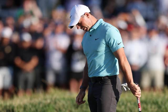 Not enough: Rory McIlroy of Northern Ireland reacts to his putt on the 18th green during the final round of the 123rd U.S. Open Championship at The Los Angeles Country Club on June 18, 2023 in Los Angeles, California. (Picture: Richard Heathcote/Getty Images)