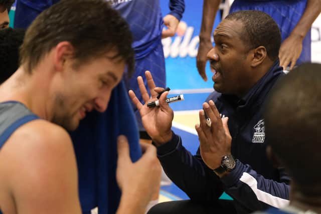 Sheffield Sharks coach Atiba Lyons makes his case for the defence (Picture: Dean Atkins)