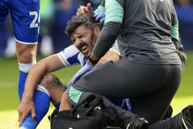 GIVING BLOOD: Sheffield Wednesday's Callum Paterson is patched up