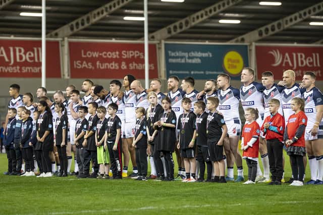 England line up ahead of the game against Fiji. (Picture: Allan McKenzie/SWpix.com)