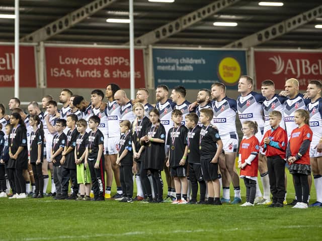 England line up ahead of the game against Fiji. (Picture: Allan McKenzie/SWpix.com)